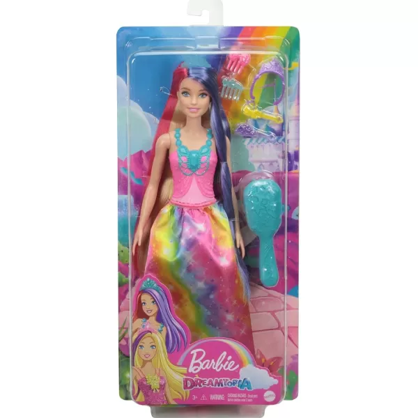 Barbie Dreamtopia Doll Royal in Rainbow Dress with ExtraLong Colorful Fantasy Hair and Styling Accessories SmallModern Rainbow