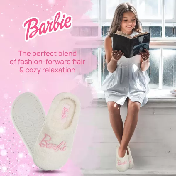 Barbie Kids Slippers Gifts for Girls Extra Cozy Fuzzy House Slippers Slip OnCream