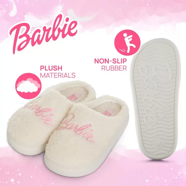 Barbie Kids Slippers Gifts for Girls Extra Cozy Fuzzy House Slippers Slip OnCream