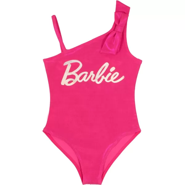 Barbie Logo Sparkle Girls One Piece Swimsuit  Skirt Coverup Bundle Set Swimming Costume Swimwear for KidsFuschia