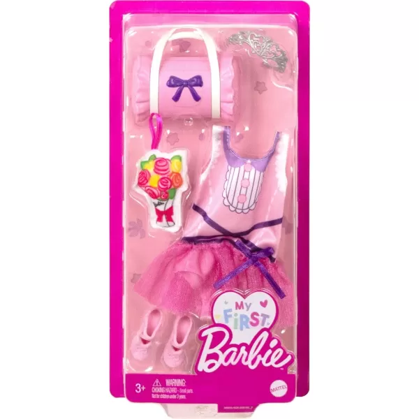 Barbie My First Barbie Clothes Fashion Pack for 135inch Preschool Dolls Tutu Leotard with Ballet and Dance AccessoriesDance