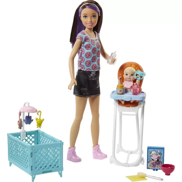 Barbie Skipper Babysitters Inc Dolls amp Playset Nap N Nurture Nursery Skipper Doll Baby Doll Crib amp 10 Accessories Working BouncerHighchair amp Cot