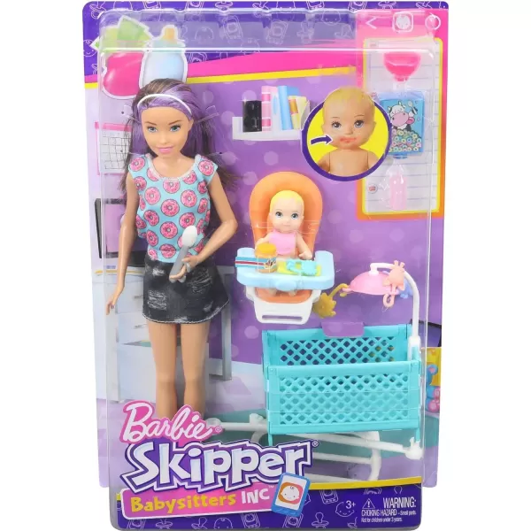 Barbie Skipper Babysitters Inc Dolls amp Playset Nap N Nurture Nursery Skipper Doll Baby Doll Crib amp 10 Accessories Working BouncerHighchair amp Cot