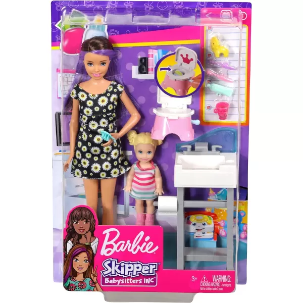 Barbie Skipper Babysitters Inc Dolls amp Playset Nap N Nurture Nursery Skipper Doll Baby Doll Crib amp 10 Accessories Working BouncerPotty Training