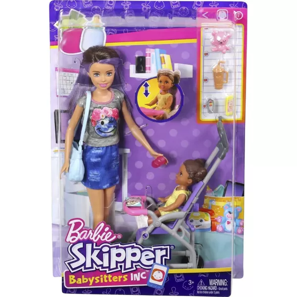 Barbie Skipper Babysitters Inc Dolls amp Playset Nap N Nurture Nursery Skipper Doll Baby Doll Crib amp 10 Accessories Working BouncerPram Playset