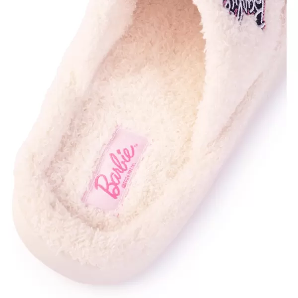 Barbie Womens Cozy XBand and Open Toe Faux Fur Memory Foam Indoor Outdoor Soled Slipper in XsXLCream Xband