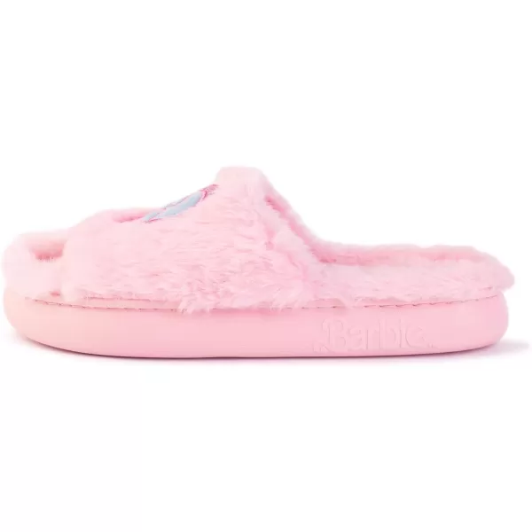 Barbie Womens Cozy XBand and Open Toe Faux Fur Memory Foam Indoor Outdoor Soled Slipper in XsXLDouble B Heart