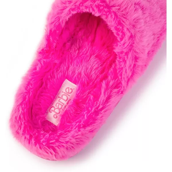 Barbie Womens Cozy XBand and Open Toe Faux Fur Memory Foam Indoor Outdoor Soled Slipper in XsXLHeart Rainbow B