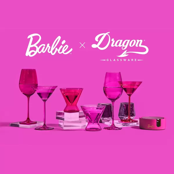 Dragon Glassware x Barbie Wine Glasses Dreamhouse Collection As Seen in Barbie The Movie Gold with Pink Crystal Glass 175 oz Capacity Set of 22 Count Pack of 1 pinkmagenta