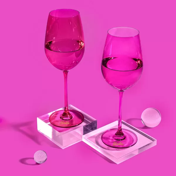 Dragon Glassware x Barbie Wine Glasses Dreamhouse Collection As Seen in Barbie The Movie Gold with Pink Crystal Glass 175 oz Capacity Set of 22 Count Pack of 1 pinkmagenta