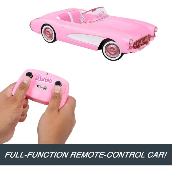 Hot Wheels RC Barbie Corvette BatteryOperated RemoteControl Toy Car from Barbie The Movie Holds 2 Barbie Dolls Trunk Opens for StorageModern