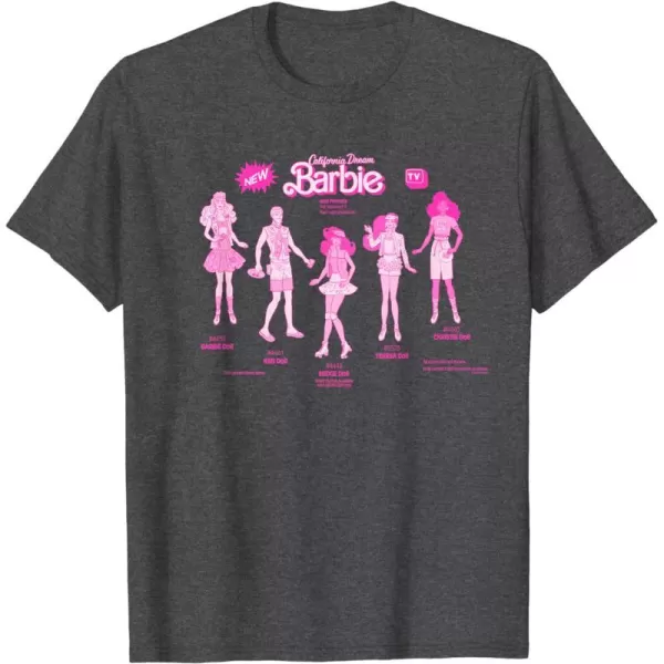 Barbie  California Dream Barbie  Friends TShirtDark Heather Grey