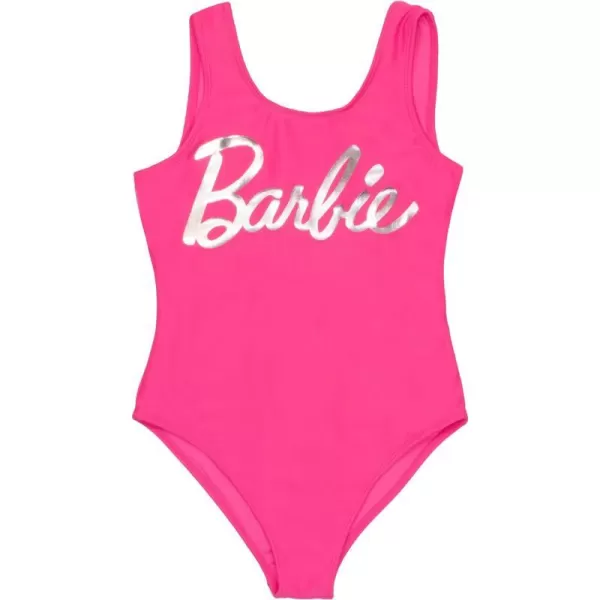 Barbie Logo Girls One Piece Swimsuit CrossBack Swimming Costume Swimwear for KidsPink