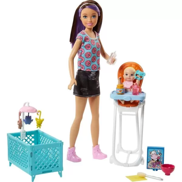 Barbie Skipper Babysitters Inc Dolls amp Playset Nap N Nurture Nursery Skipper Doll Baby Doll Crib amp 10 Accessories Working BouncerHighchair amp Cot