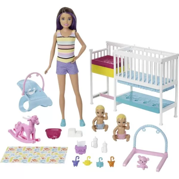 Barbie Skipper Babysitters Inc Dolls amp Playset Nap N Nurture Nursery Skipper Doll Baby Doll Crib amp 10 Accessories Working BouncerNursery Playset