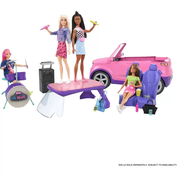 Barbie Big City Big Dreams Transforming Vehicle Playset Pink 2Seater SUV Reveals Stage Drum Set amp ConcertThemed Accessories Gift for 3 to 7 Year OldsSingle