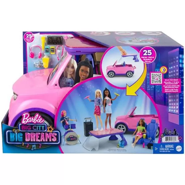 Barbie Big City Big Dreams Transforming Vehicle Playset Pink 2Seater SUV Reveals Stage Drum Set amp ConcertThemed Accessories Gift for 3 to 7 Year OldsSingle