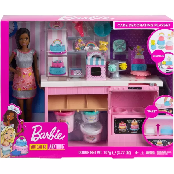 Barbie Cake Decorating Playset with Brunette Doll Baking Island with Oven Molding Dough amp Toy CakeMaking PiecesBarbie Cake Decorating Playset with Brunette Doll Baking Island with Oven Molding Dough amp Toy CakeMaking Pieces