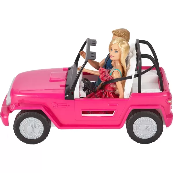 Barbie Car Beach Cruiser with Doll in Sundress and Ken Outfit Pink 2Seater Open ToyBarbie Car Beach Cruiser with Doll in Sundress and Ken Outfit Pink 2Seater Open Toy