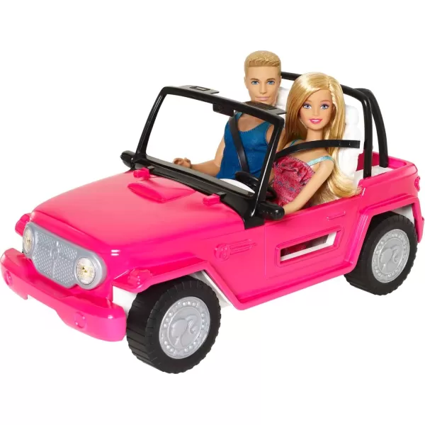 Barbie Car Beach Cruiser with Doll in Sundress and Ken Outfit Pink 2Seater Open ToyBarbie Car Beach Cruiser with Doll in Sundress and Ken Outfit Pink 2Seater Open Toy