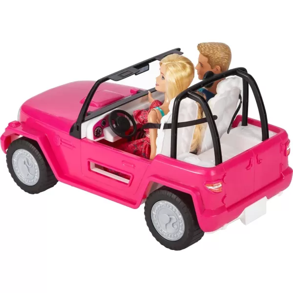 Barbie Car Beach Cruiser with Doll in Sundress and Ken Outfit Pink 2Seater Open ToyBarbie Car Beach Cruiser with Doll in Sundress and Ken Outfit Pink 2Seater Open Toy