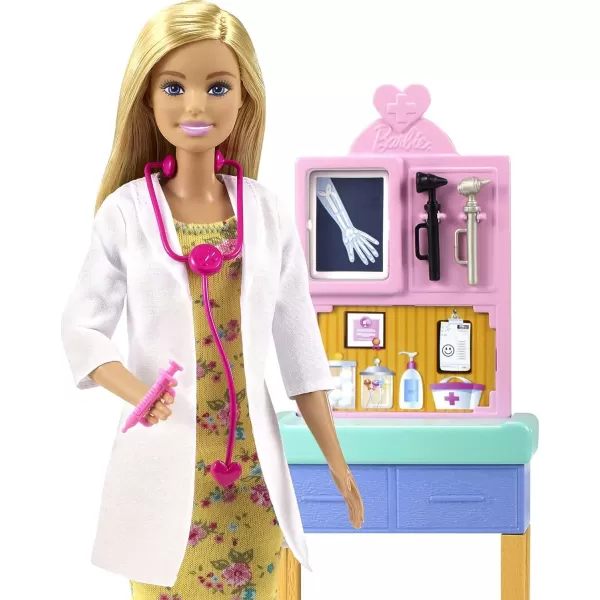 Barbie Careers Doll amp Playset Pediatrician Theme with Brunette Fashion Doll 1 Patient Doll Furniture amp AccessoriesWhiteBlonde