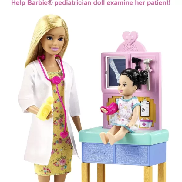 Barbie Careers Doll amp Playset Pediatrician Theme with Brunette Fashion Doll 1 Patient Doll Furniture amp AccessoriesWhiteBlonde