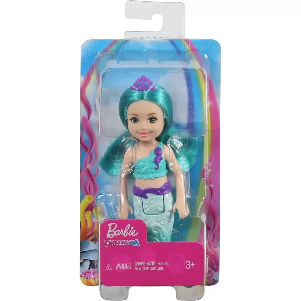 Barbie Dreamtopia Chelsea Mermaid Doll with Teal Hair amp Tail Tiara Accessory Small Doll Bends At WaistBarbie Dreamtopia Chelsea Mermaid Doll with Teal Hair amp Tail Tiara Accessory Small Doll Bends At Waist