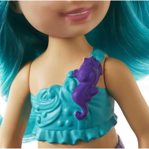 Barbie Dreamtopia Chelsea Mermaid Doll with Teal Hair amp Tail Tiara Accessory Small Doll Bends At WaistBarbie Dreamtopia Chelsea Mermaid Doll with Teal Hair amp Tail Tiara Accessory Small Doll Bends At Waist