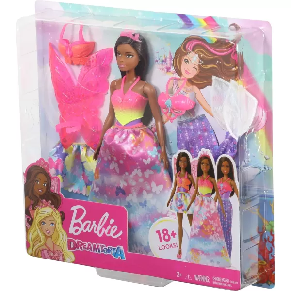 Barbie Dreamtopia Dress Up Doll Gift Set approx 12inch Brunette with 3 FashionsBarbie Dreamtopia Dress Up Doll Gift Set approx 12inch Brunette with 3 Fashions