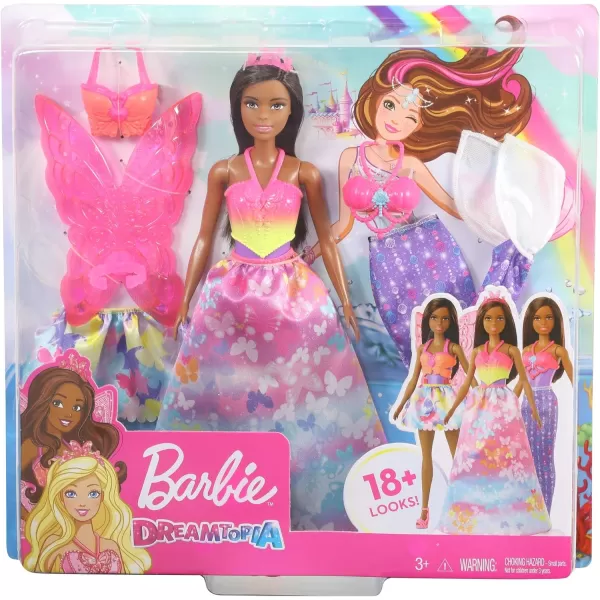 Barbie Dreamtopia Dress Up Doll Gift Set approx 12inch Brunette with 3 FashionsBarbie Dreamtopia Dress Up Doll Gift Set approx 12inch Brunette with 3 Fashions