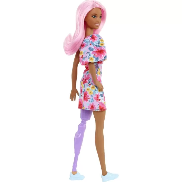 Barbie Fashionistas Doll 189 with Prosthetic Leg Pink Hair Floral Dress Sneakers amp Sunglasses AccessoryBarbie Fashionistas Doll 189 with Prosthetic Leg Pink Hair Floral Dress Sneakers amp Sunglasses Accessory