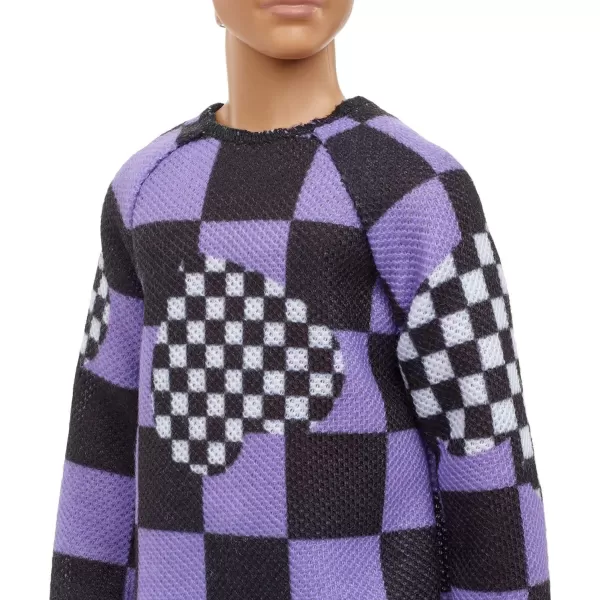 Barbie Fashionistas Ken Fashion Doll 191 with Blonde Cropped Hair in Checkered Sweater Denim Shorts amp White SneakersBarbie Fashionistas Ken Fashion Doll 191 with Blonde Cropped Hair in Checkered Sweater Denim Shorts amp White Sneakers