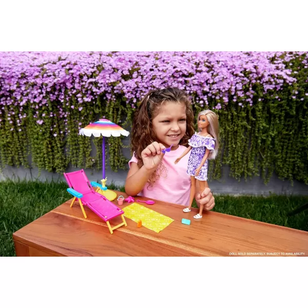 Barbie Loves The Ocean BeachThemed Playset with Lounge Chair Umbrella amp Accessories Made from Recycled Plastics Gift for 3 to 7 Year Olds1 Count Pack of 2