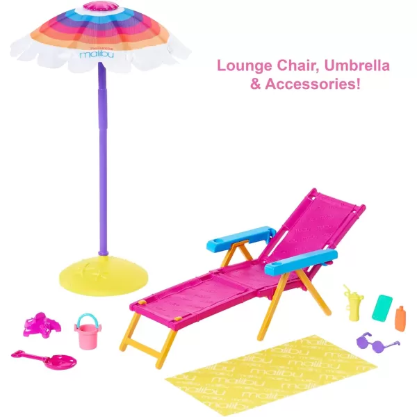 Barbie Loves The Ocean BeachThemed Playset with Lounge Chair Umbrella amp Accessories Made from Recycled Plastics Gift for 3 to 7 Year Olds1 Count Pack of 2