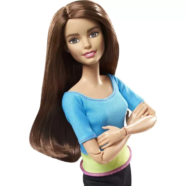 Barbie Made to Move Posable Doll in Green ColorBlocked Top and Yoga Leggings Flexible with Brown HairBlue Top