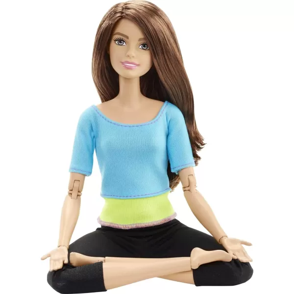 Barbie Made to Move Posable Doll in Green ColorBlocked Top and Yoga Leggings Flexible with Brown HairBlue Top