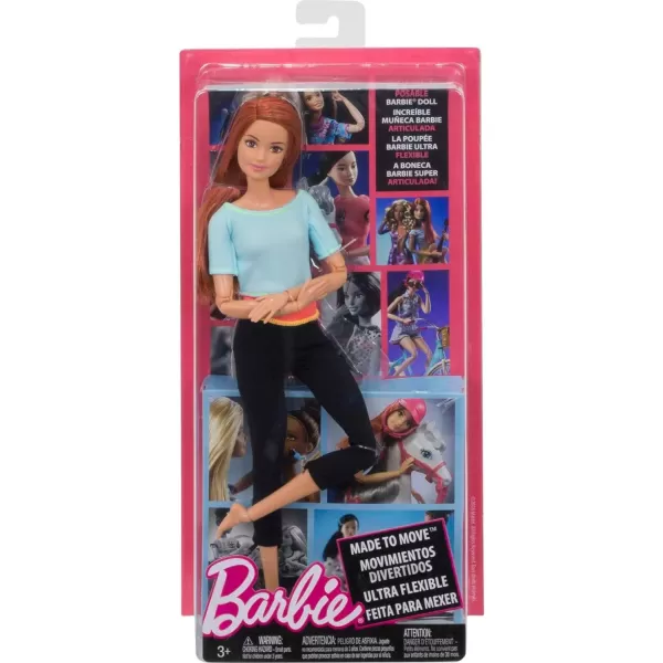 Barbie Made to Move Posable Doll in Green ColorBlocked Top and Yoga Leggings Flexible with Brown HairLight Blue Top