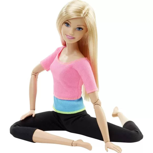 Barbie Made to Move Posable Doll in Green ColorBlocked Top and Yoga Leggings Flexible with Brown HairPink Top