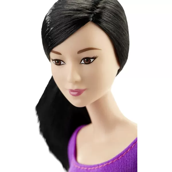 Barbie Made to Move Posable Doll in Green ColorBlocked Top and Yoga Leggings Flexible with Brown HairPurple Top