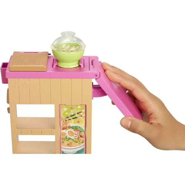 Barbie Noodle Bar Playset with Blonde Doll Workstation 2 White and Green Dough Containers 2 Bowls Play Knife and 2 Pairs of Chopsticks for Ages 4 and UpBlonde