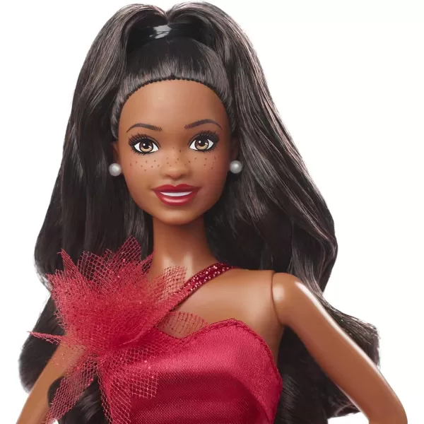 Barbie Signature 2022 Holiday Barbie Doll LightBrown Wavy Hair with Doll Stand Collectible Gift for Kids Ages 6 Years Old and UpBlack Wavy Hair