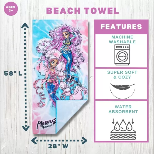 Barbie Super Soft Cotton BathPoolBeach Towel Barbiecore 58 in x 28 in Official Barbie Product By Franco58 in x 28 in Mermaze