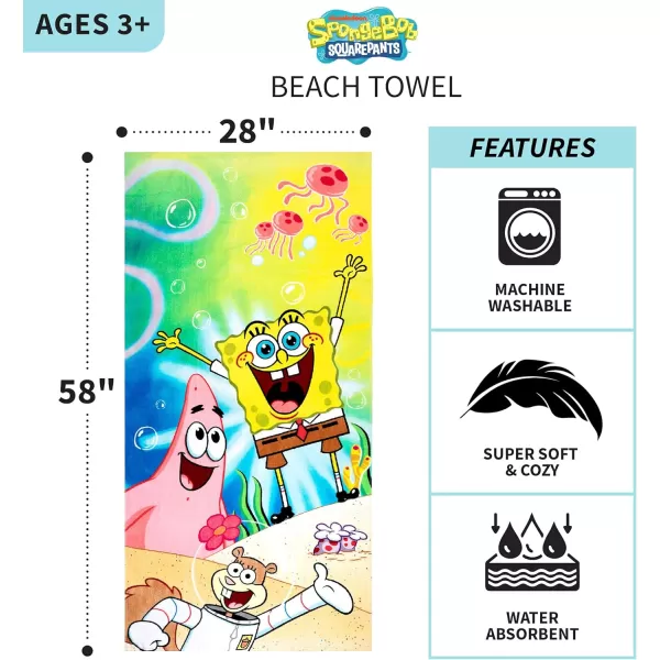 Barbie Super Soft Cotton BathPoolBeach Towel Barbiecore 58 in x 28 in Official Barbie Product By Franco58 in x 28 in Spongebob Squarepants