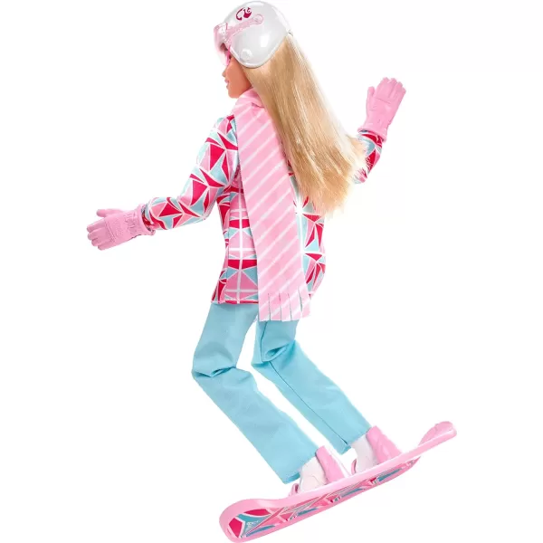 Barbie Winter Sports Ice Skater Brunette Doll 12 Inches with Pink Dress Jacket Rose Bouquet amp Trophy Great Gift for Ages 3 and UpSnowboarder