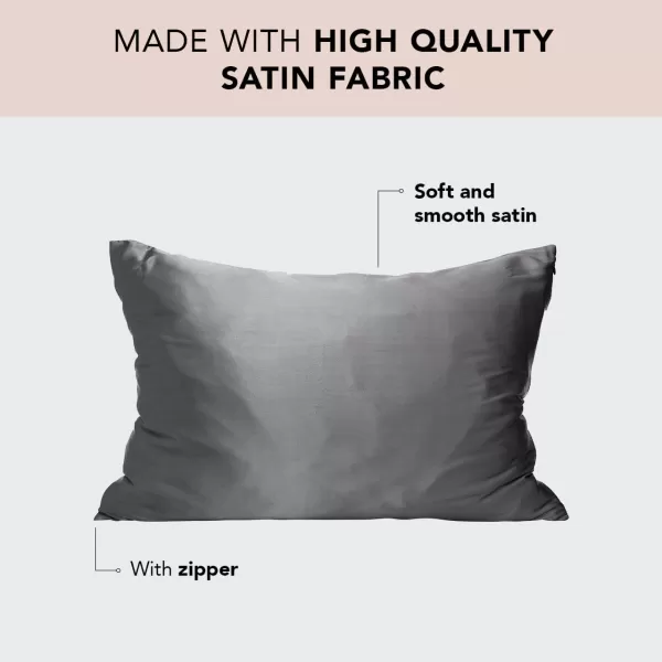 Kitsch Satin Pillowcase for Hair amp Skin Iconic Barbie StandardQueen 1 Pack3 Charcoal StandardQueen 2 Pack
