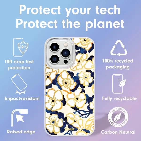 Sonix x Barbie Case for iPhone 13 Pro  Compatible with MagSafe  10ft Drop Tested  Vintage BarbieFloral  Blue Petal MS