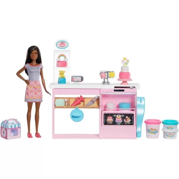 Barbie Cake Decorating Playset with Brunette Doll Baking Island with Oven Molding Dough amp Toy CakeMaking PiecesBarbie Cake Decorating Playset with Brunette Doll Baking Island with Oven Molding Dough amp Toy CakeMaking Pieces