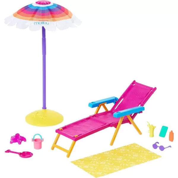 Barbie Loves The Ocean BeachThemed Playset with Lounge Chair Umbrella amp Accessories Made from Recycled Plastics Gift for 3 to 7 Year Olds1 Count Pack of 1