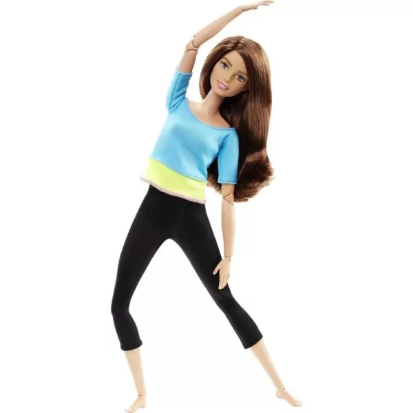 Barbie Made to Move Posable Doll in Green ColorBlocked Top and Yoga Leggings Flexible with Brown HairBlue Top